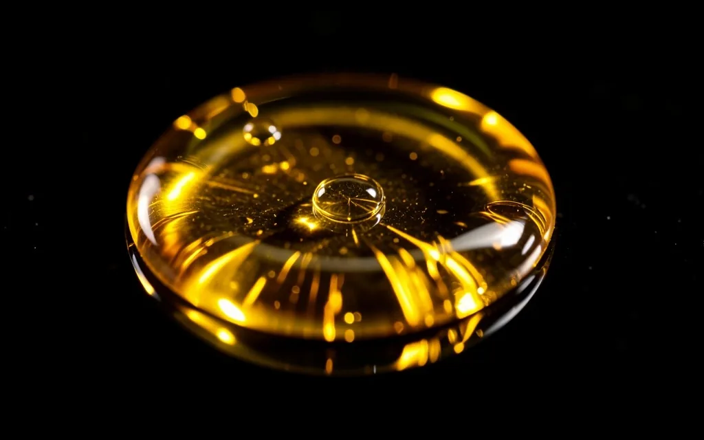 Macro photography of supplement oil droplets