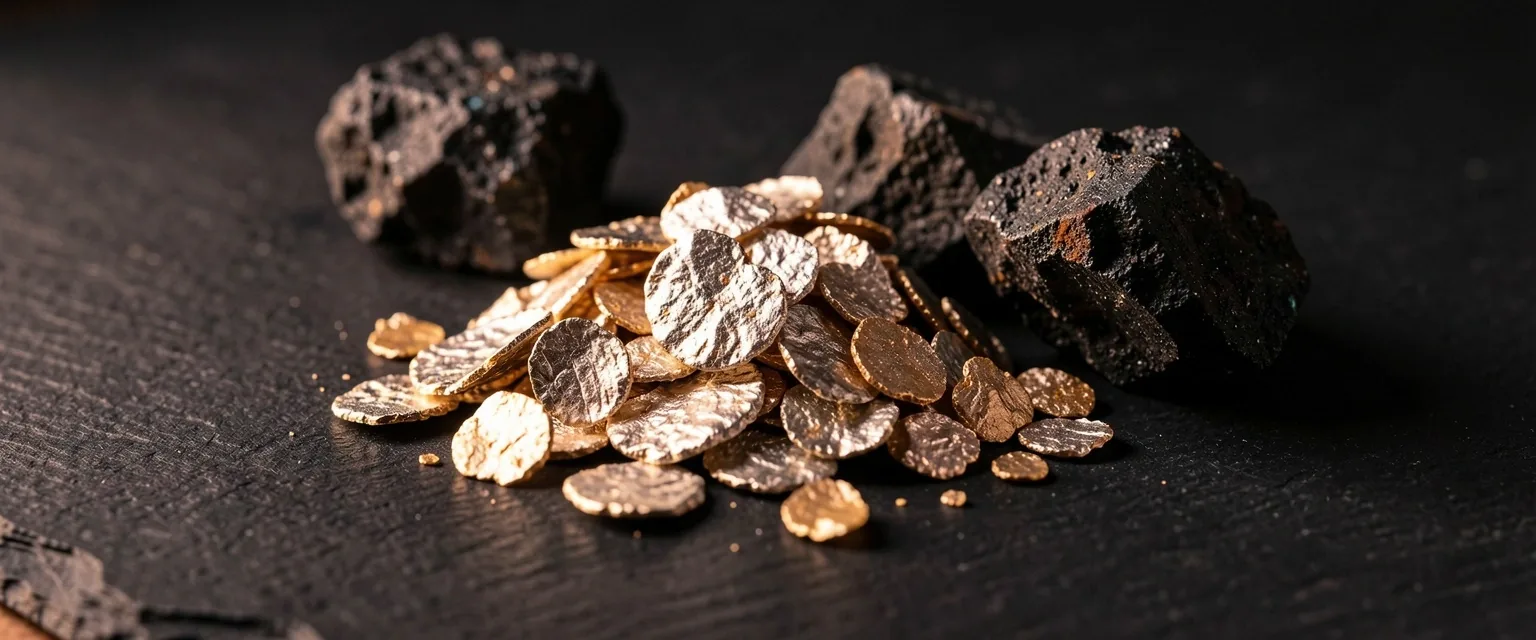 Mineral supplements macro photography on dark surface