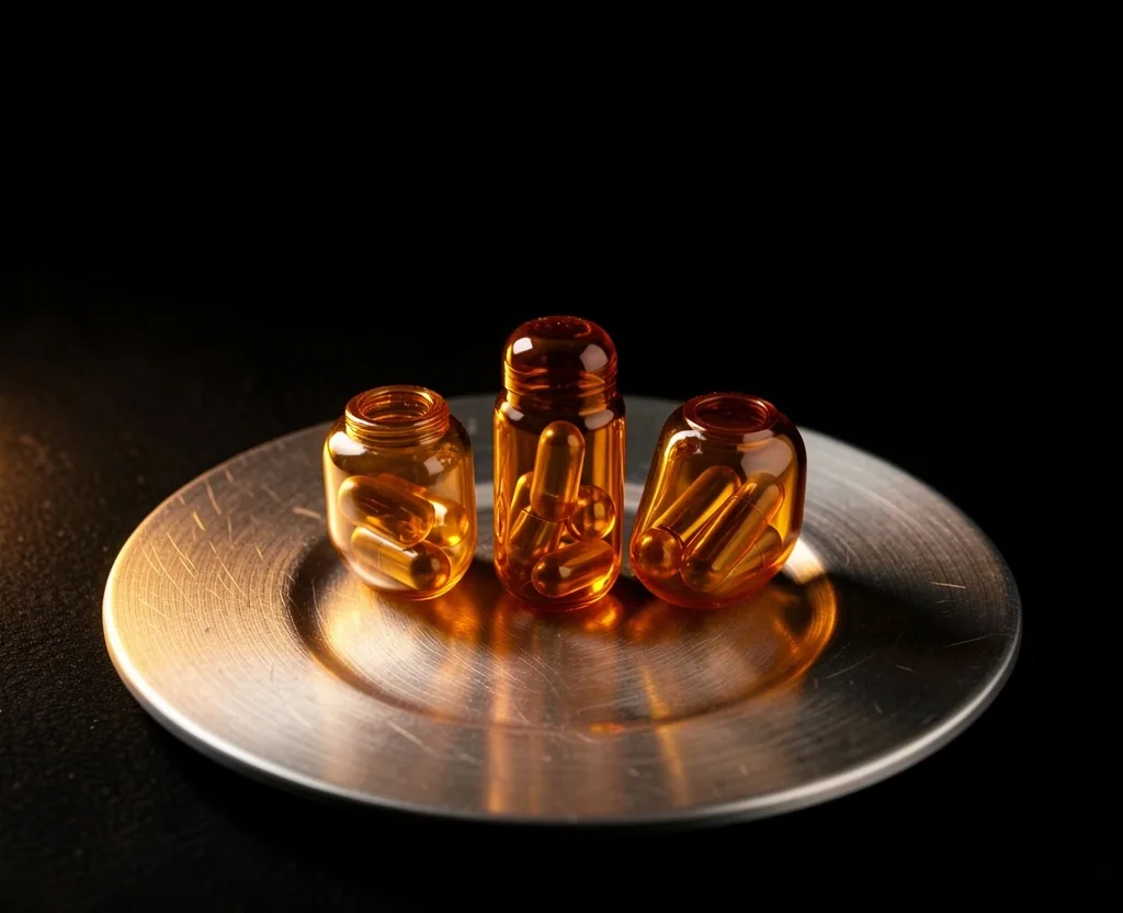 Natural capsules on a steel plate