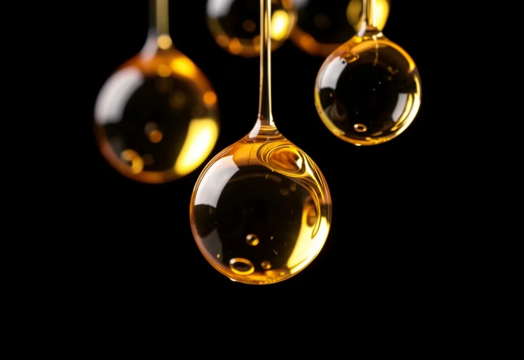 Macro photography of supplement oil droplets