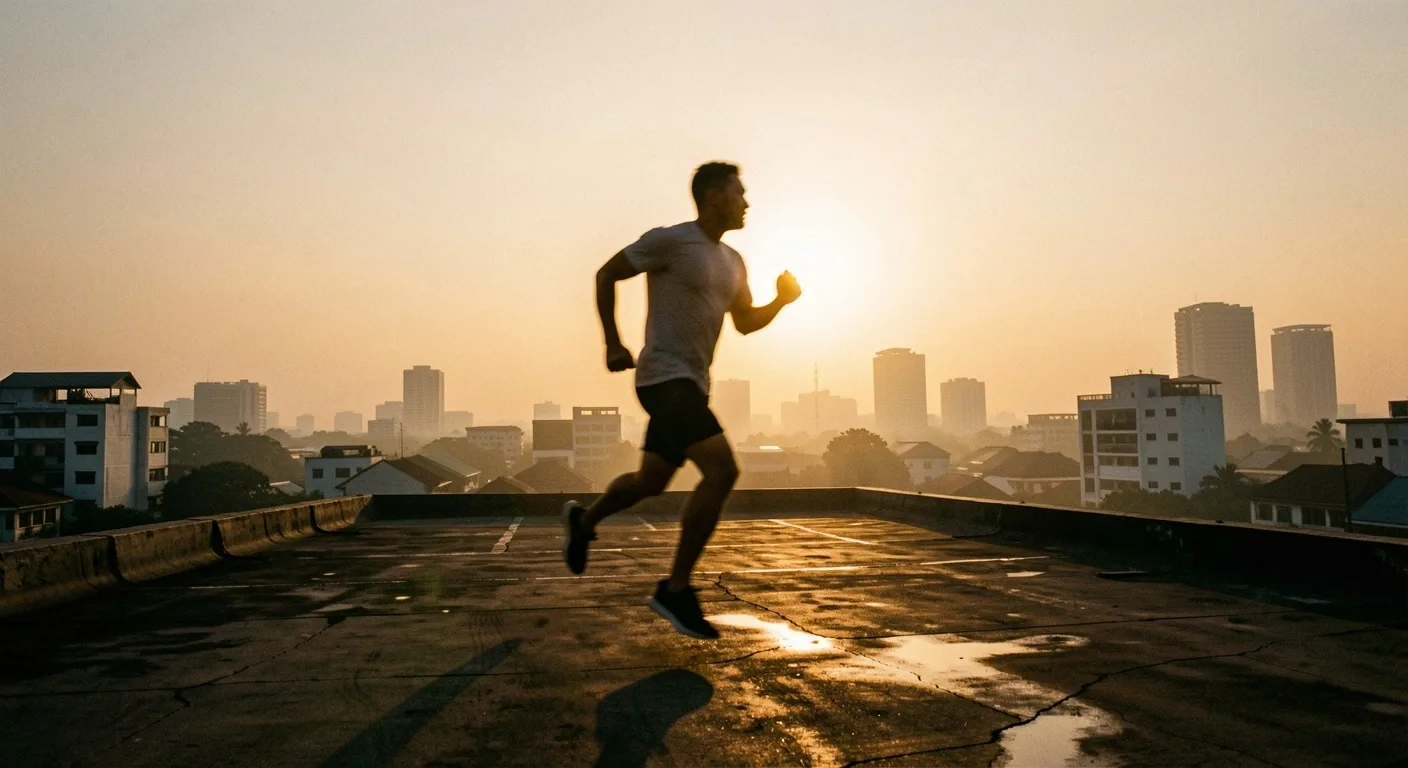 Athlete training at dawn representing sustainable energy